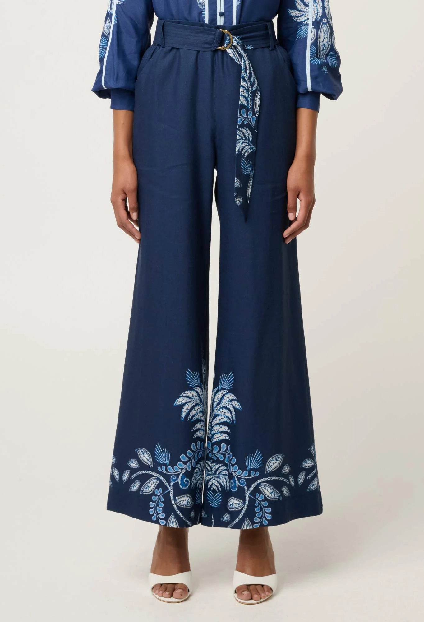 Once Was - Sloane Linen Viscose Wide Leg Pant - Moonlit Batik