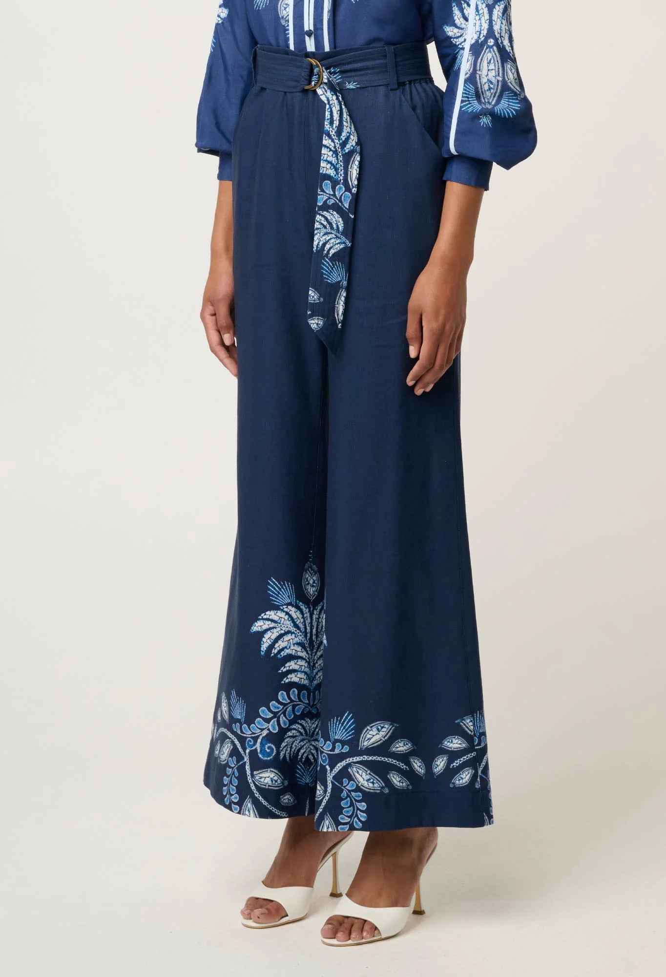 Once Was - Sloane Linen Viscose Wide Leg Pant - Moonlit Batik