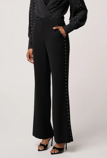 Once Was - Marcela Pearl Embellished Viscose Stretch Pant - Black