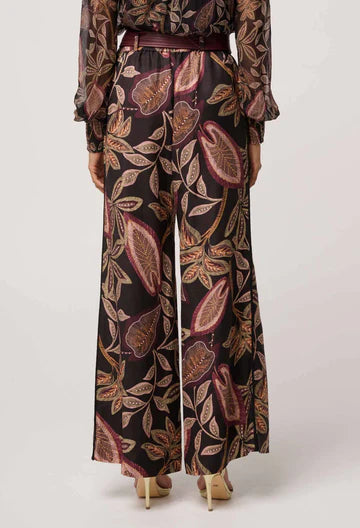 Once Was - Adele Linen Viscose Belted Printed Pant -onc Dark Tropique