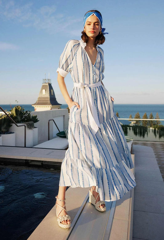 Once Was - Scala Linen Viscose Maxi Dress - Sorrento Stripe