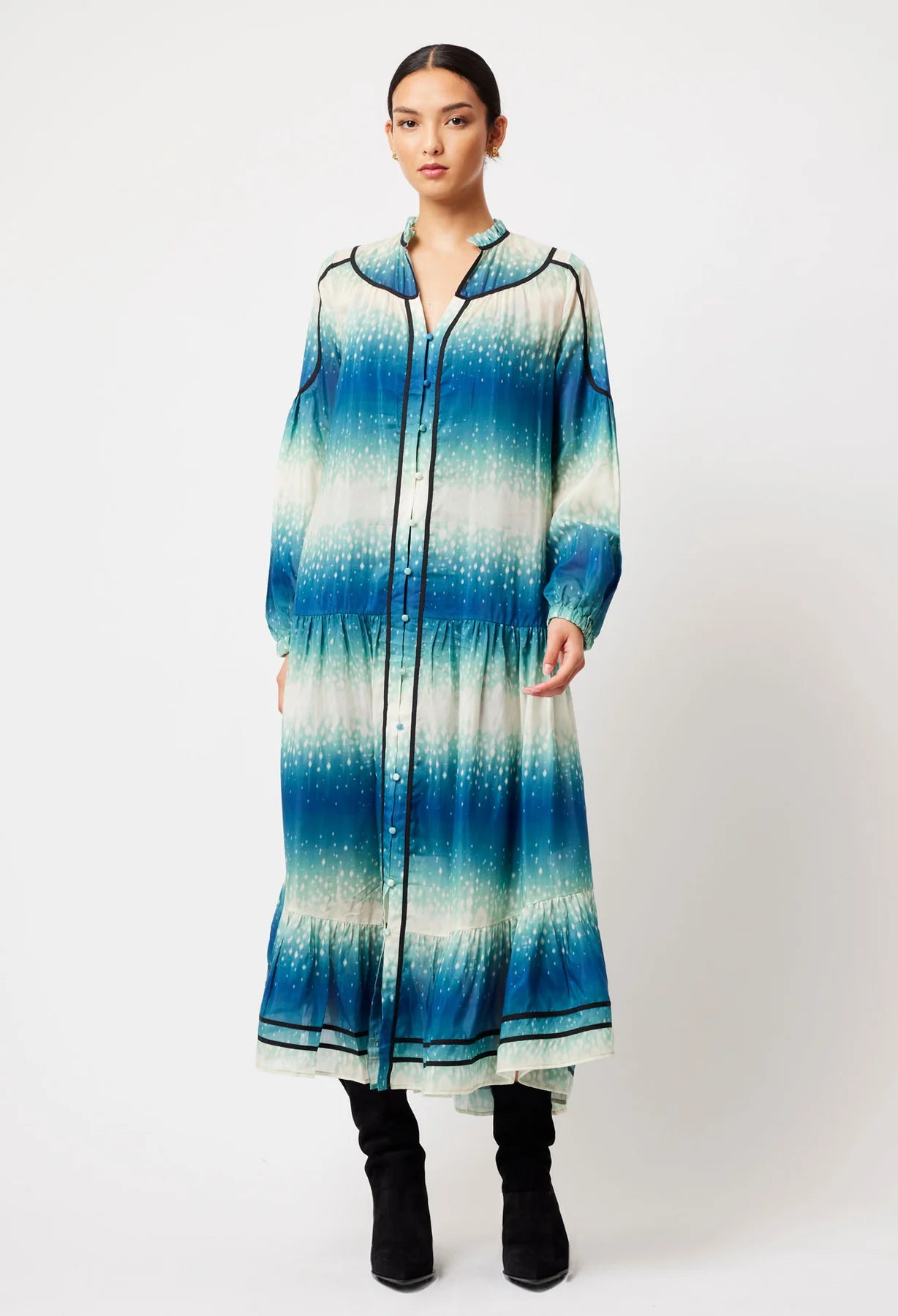 Once Was - Venus Cotton Silk Dress - Galaxy Print