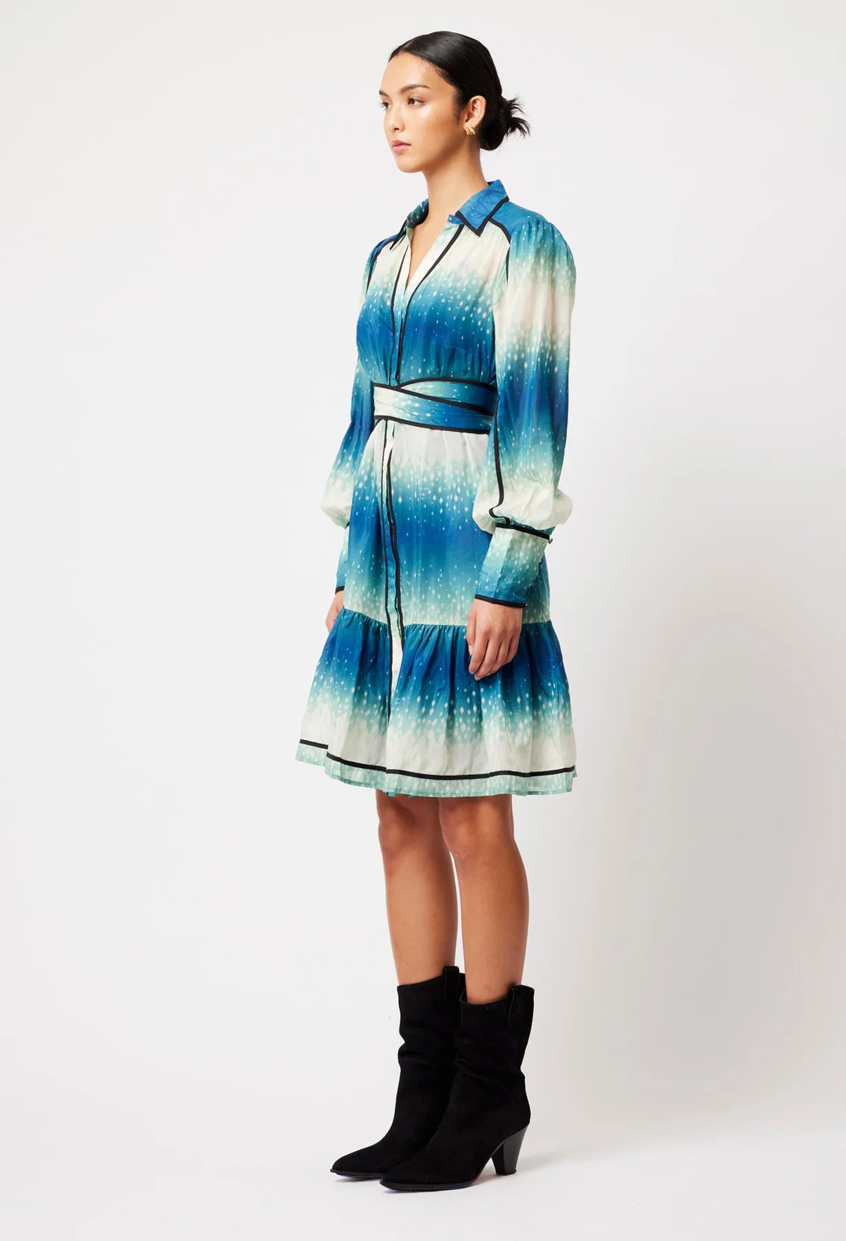 Once Was - Altair Cotton Silk Shirt Dress - Galaxy Print