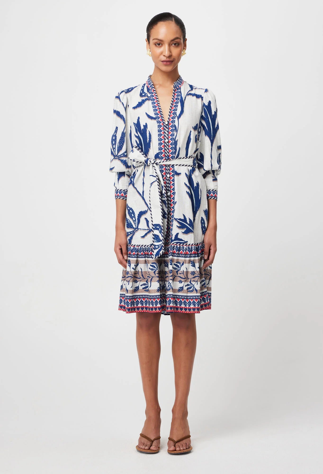 Once Was - Eudora Linen Viscose Dress - Palm Shadow