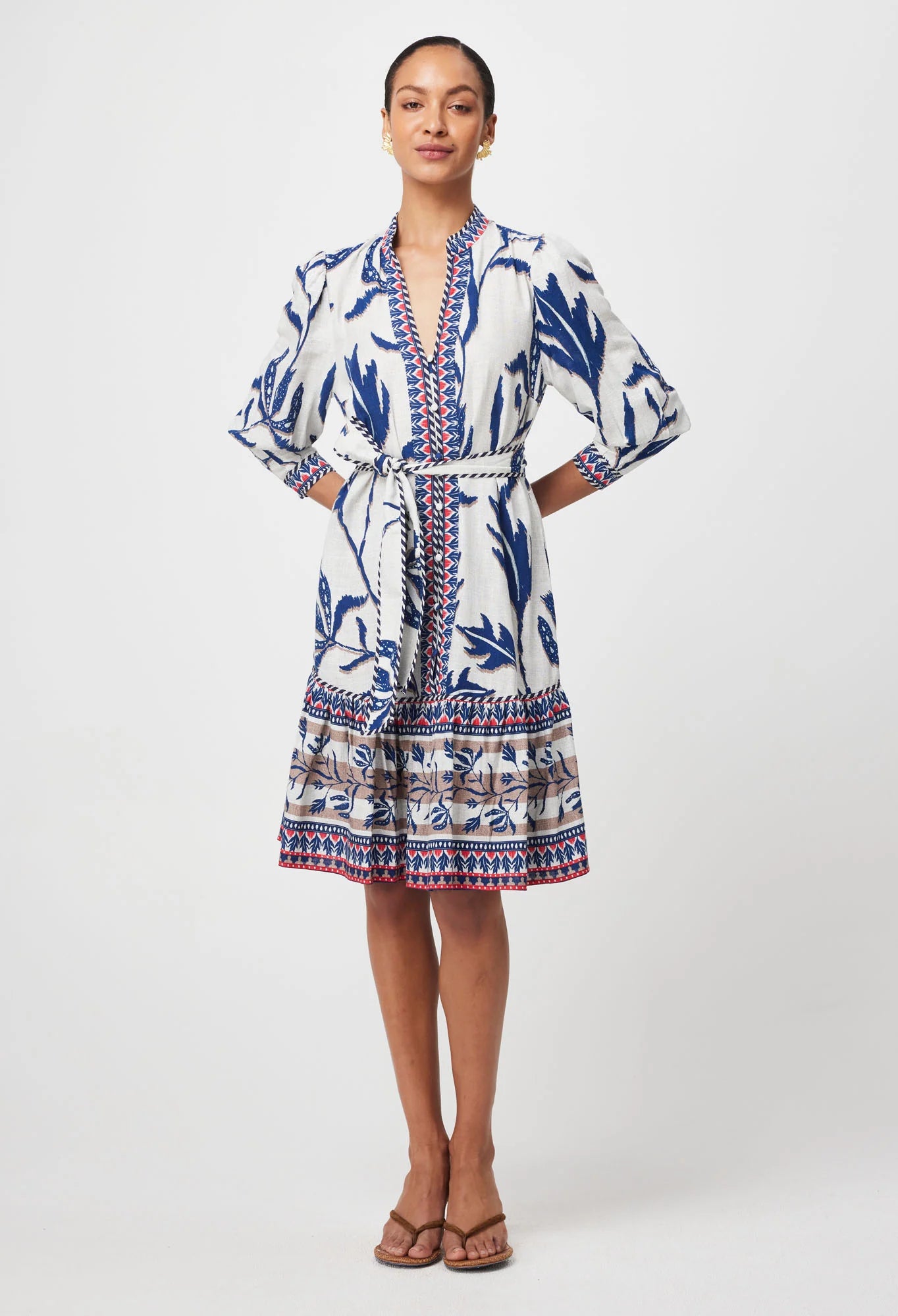 Once Was - Eudora Linen Viscose Dress - Palm Shadow