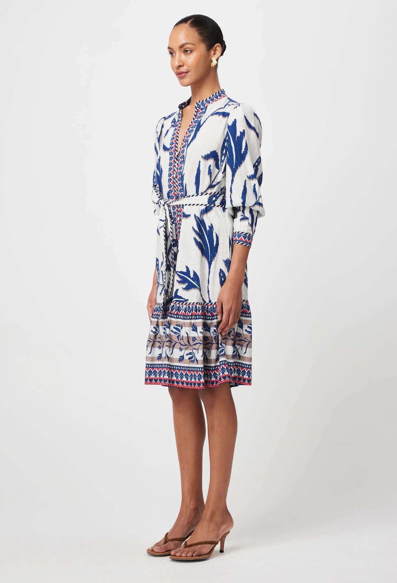 Once Was - Eudora Linen Viscose Dress - Palm Shadow
