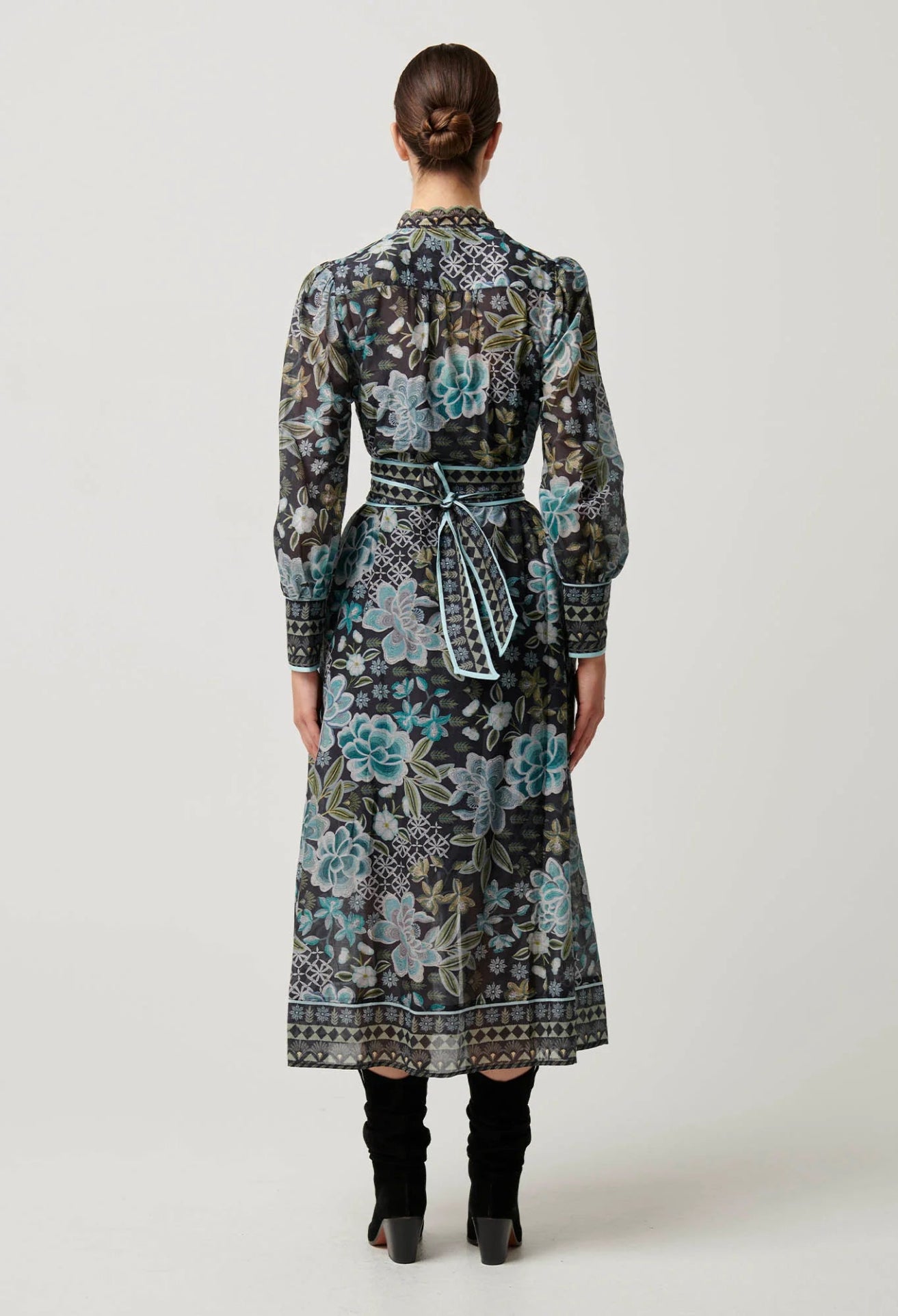 Once Was - Sienna Trim Cotton Silk Midi Dress - Dahlia Fields