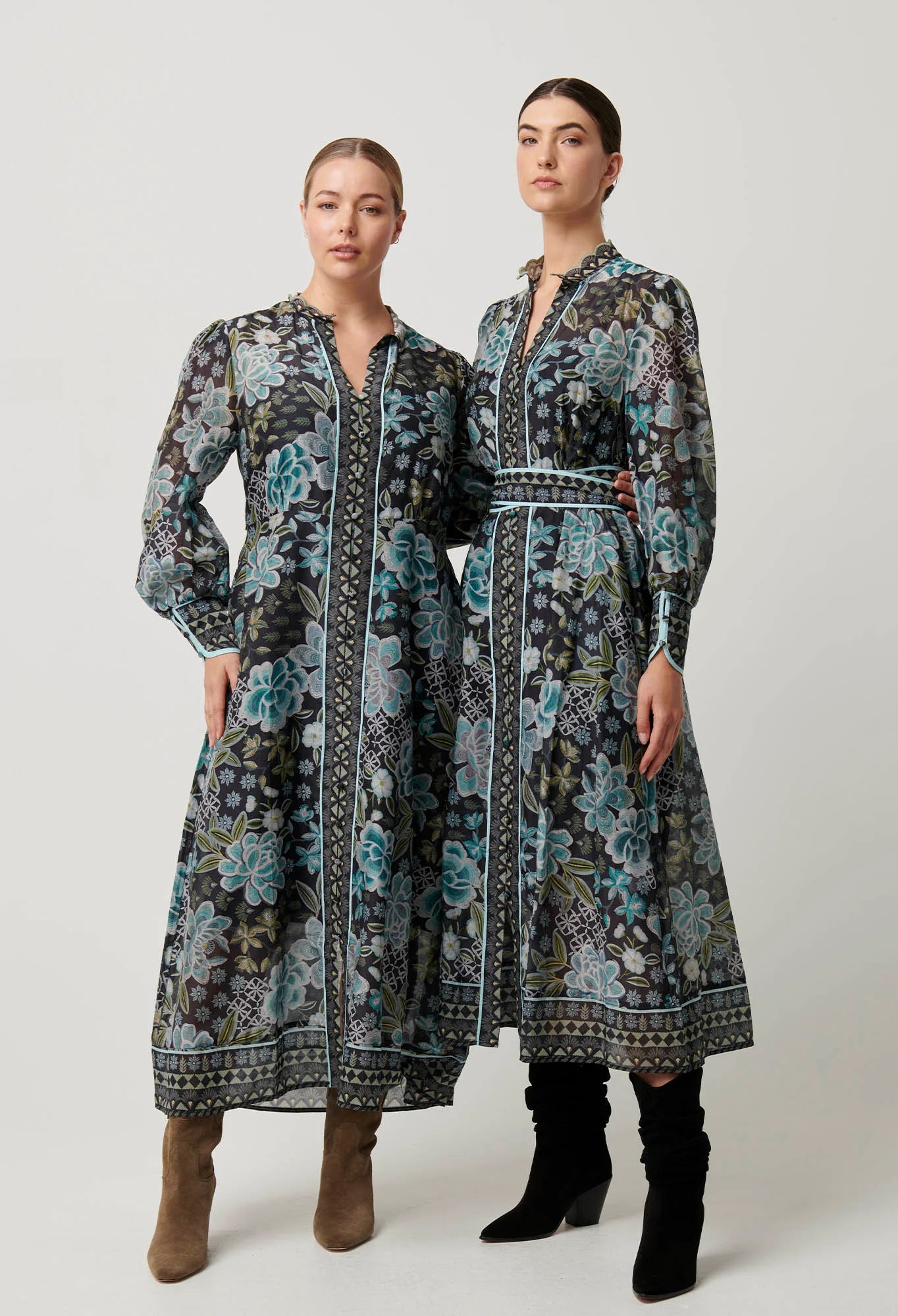 Once Was - Sienna Trim Cotton Silk Midi Dress - Dahlia Fields