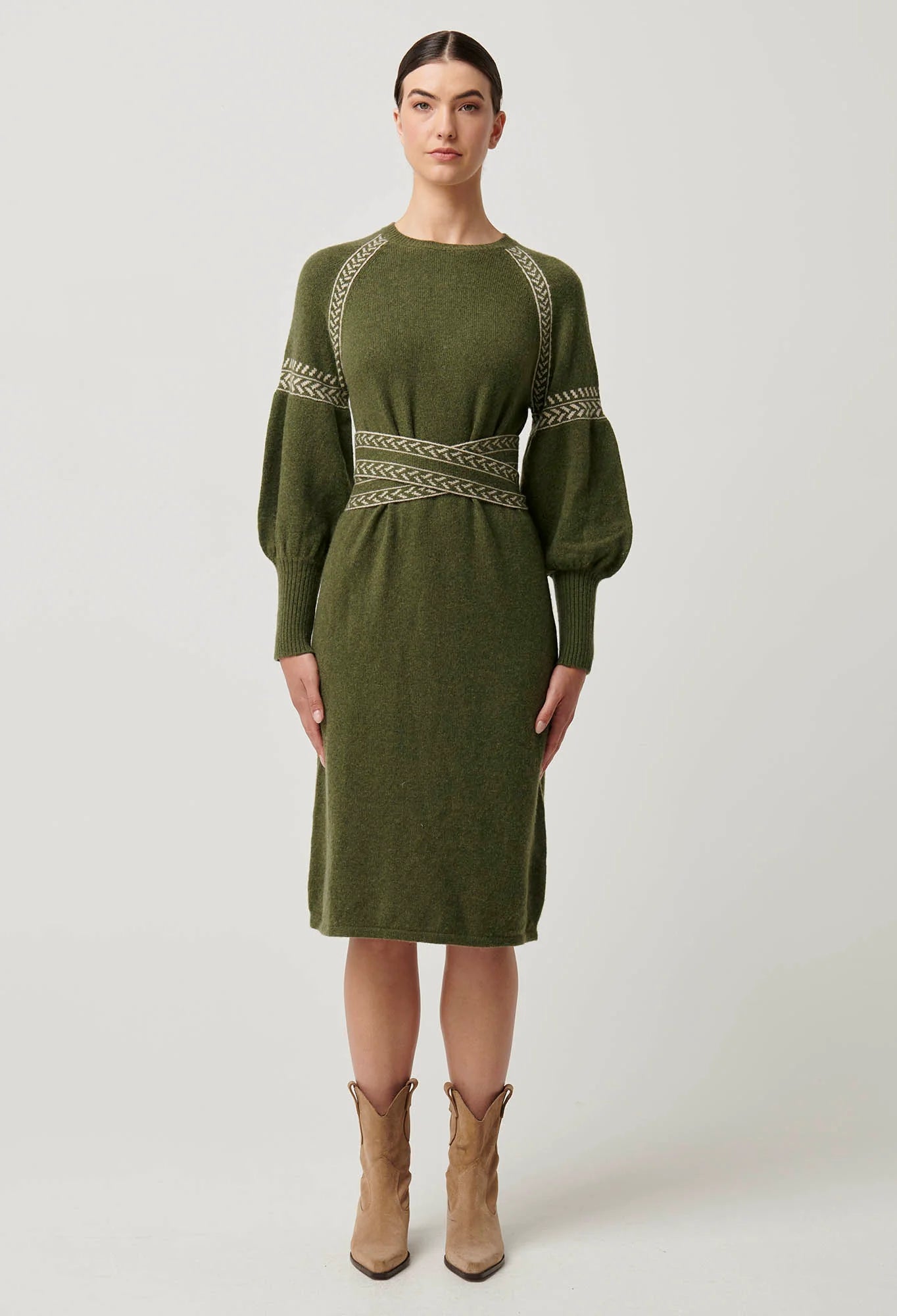 Once Was - Sierra Merino Wool Blend Knit Dress -  Moss