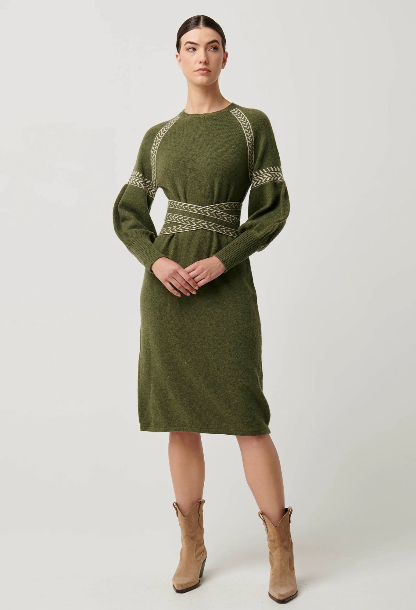Once Was - Sierra Merino Wool Blend Knit Dress -  Moss