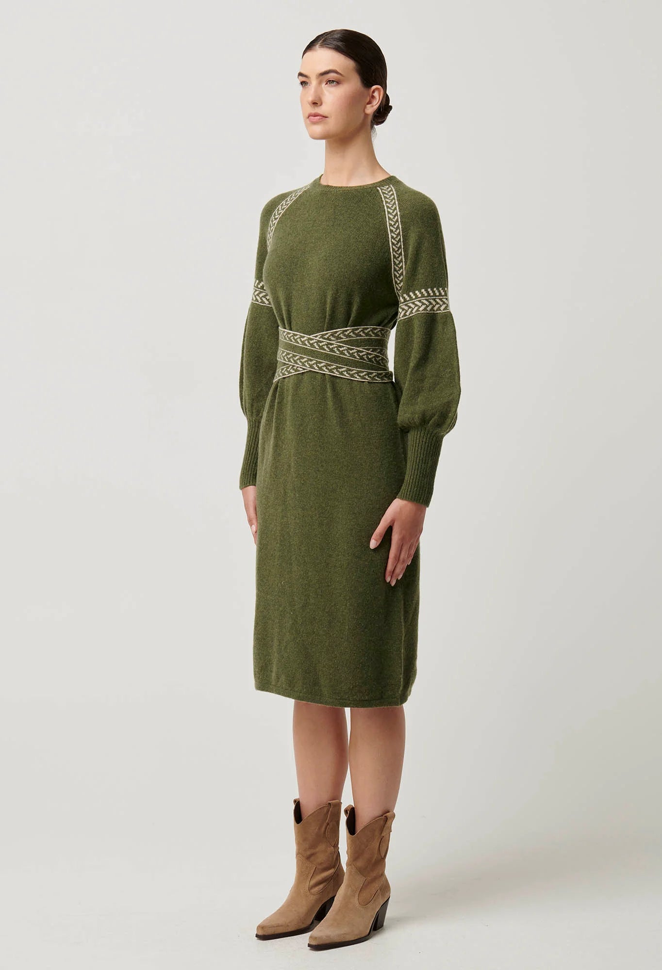 Once Was - Sierra Merino Wool Blend Knit Dress -  Moss