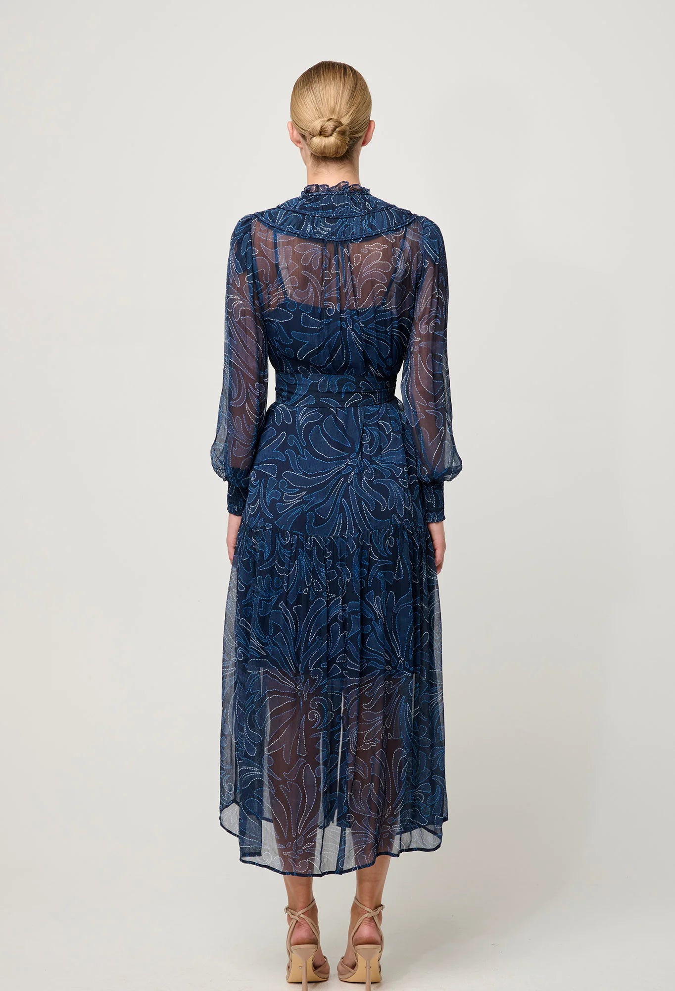 Once Was - Solana Viscose Chiffon Midi Dress - Altimira