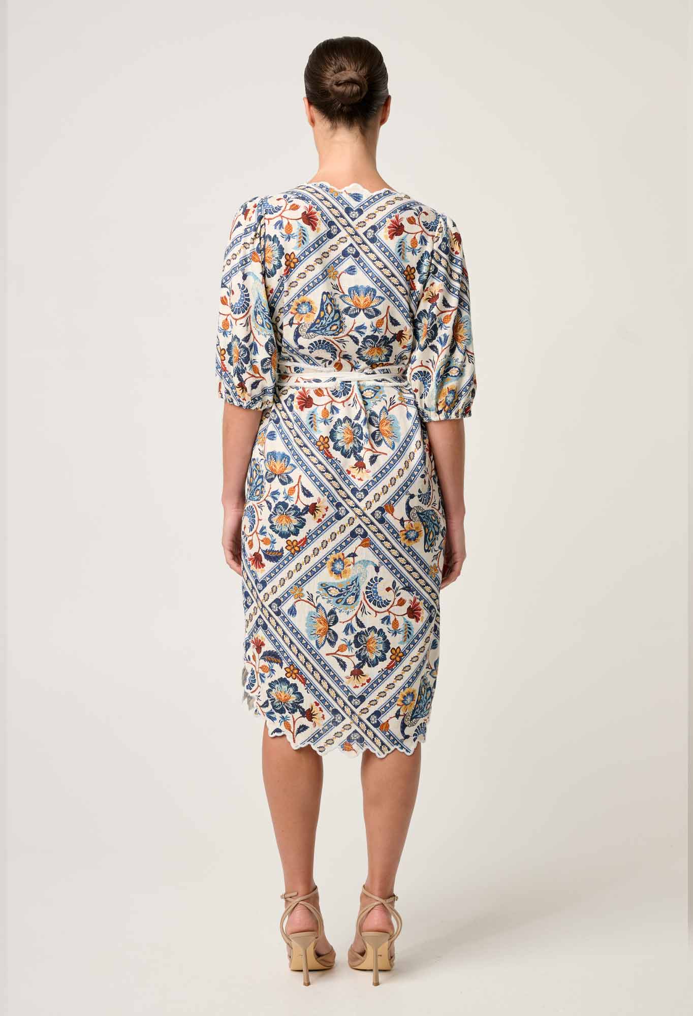 Once Was - Theia Viscose Scallop Embroidered Dress - Petinos Floros