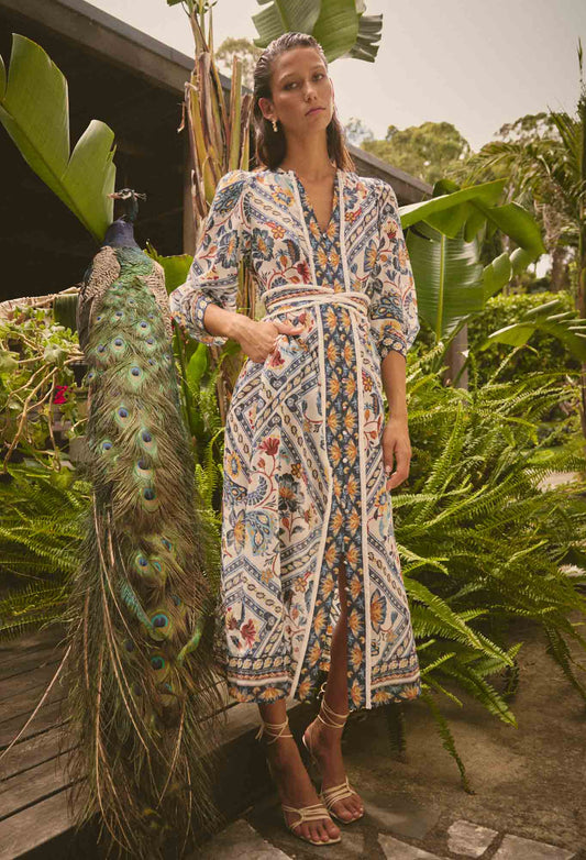 Once Was - Alexis Cotton Silk Midi Dress - Petinos Floros