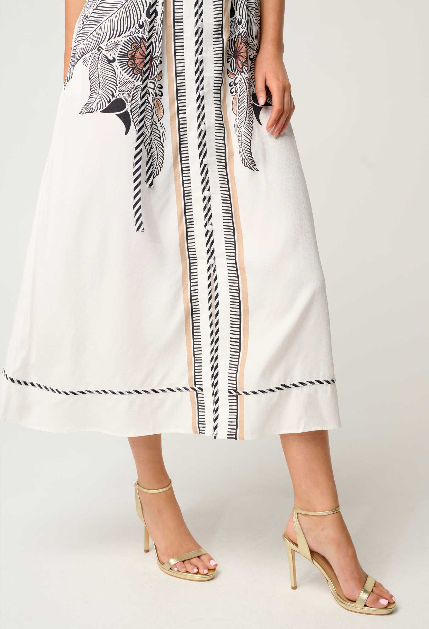 Once Was - Malika Viscose Dobby Flutter Sleeve Dress - Ivory Casablanca