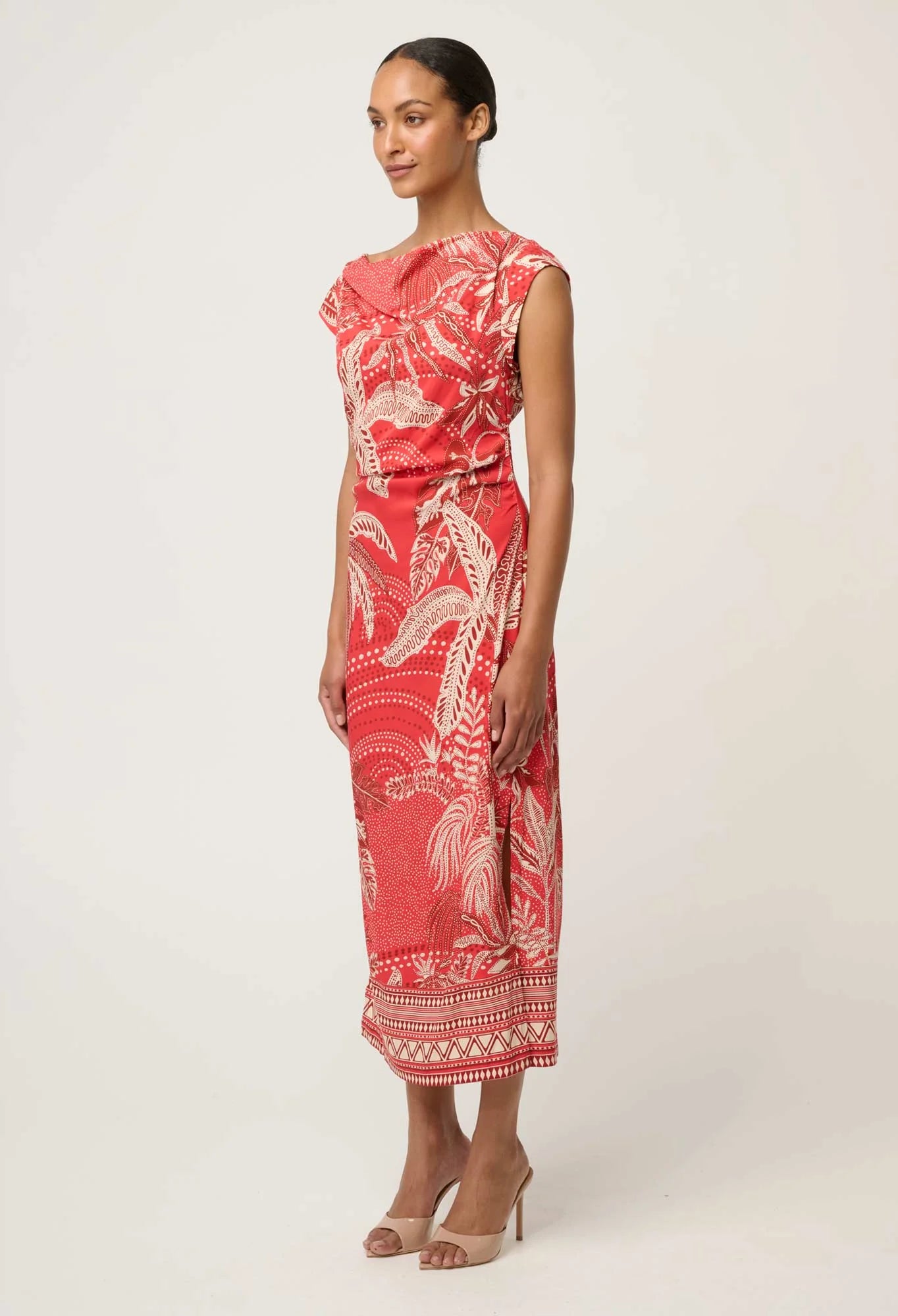 Once Was - Monique Draped Neck Column Dress - Crimson Palms
