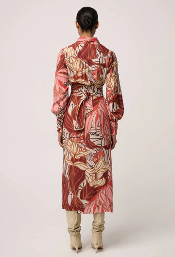 Once Was - Edith Viscose Blend Printed Column Midi Dress - Cathedral Botanic