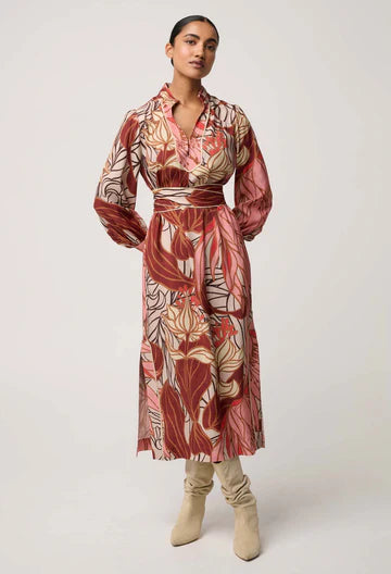 Once Was - Edith Viscose Blend Printed Column Midi Dress - Cathedral Botanic