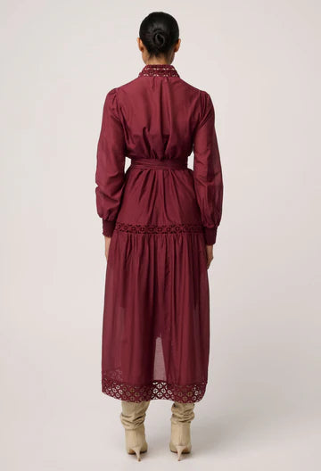 Once Was - Cascadian Cotton Silk Maxi Dress - Bordeaux