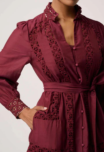 Once Was - Cascadian Cotton Silk Maxi Dress - Bordeaux