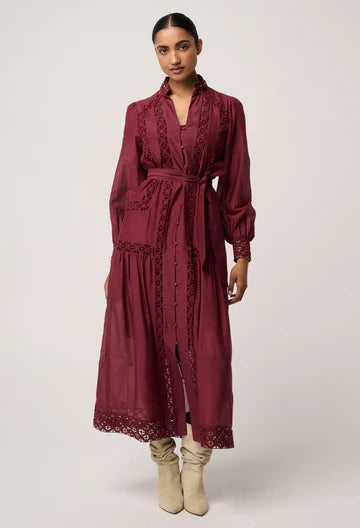 Once Was - Cascadian Cotton Silk Maxi Dress - Bordeaux
