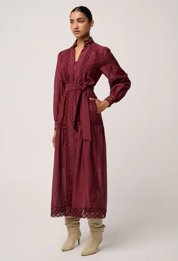 Once Was - Cascadian Cotton Silk Maxi Dress - Bordeaux