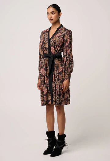 Once Was - Cecilia Pearl Embellished Linen Dress - Dark Tropique