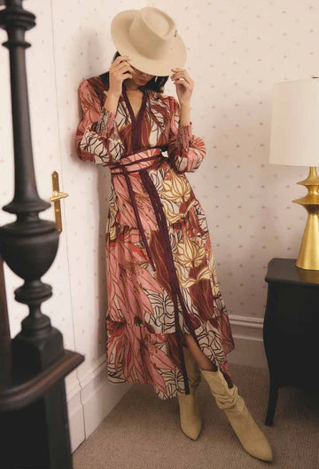 Once Was - Liliana Cotton Silk Printed Maxi Dress - Cathedral Botanic