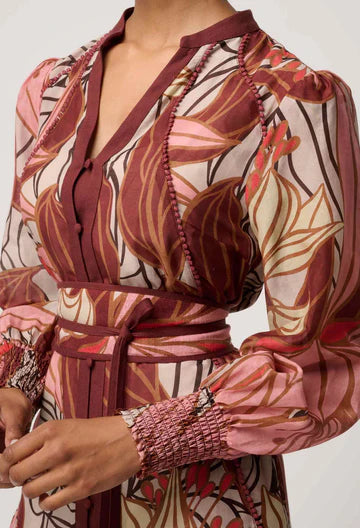Once Was - Liliana Cotton Silk Printed Maxi Dress - Cathedral Botanic