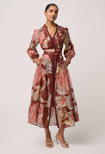 Once Was - Liliana Cotton Silk Printed Maxi Dress - Cathedral Botanic
