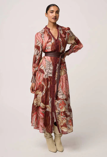 Once Was - Liliana Cotton Silk Printed Maxi Dress - Cathedral Botanic