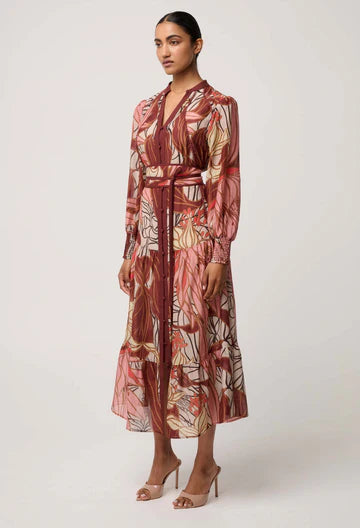 Once Was - Liliana Cotton Silk Printed Maxi Dress - Cathedral Botanic