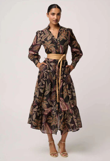 Once Was -Wanderlust Pearl Embellished Maxi Dress - Dark Tropique