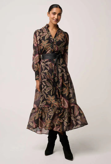 Once Was -Wanderlust Pearl Embellished Maxi Dress - Dark Tropique