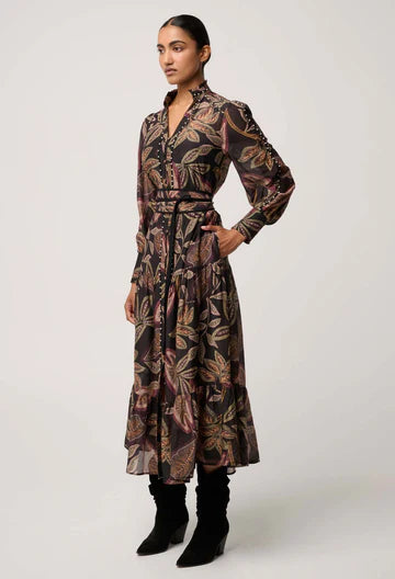Once Was -Wanderlust Pearl Embellished Maxi Dress - Dark Tropique