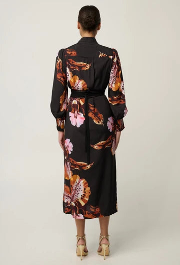 Once Was - Meredith Viscose Column Midi Dress - Sunset Orchid