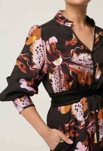Once Was - Meredith Viscose Column Midi Dress - Sunset Orchid