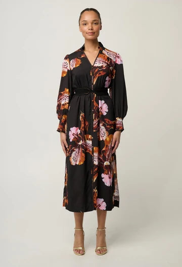 Once Was - Meredith Viscose Column Midi Dress - Sunset Orchid