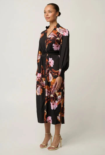 Once Was - Meredith Viscose Column Midi Dress - Sunset Orchid