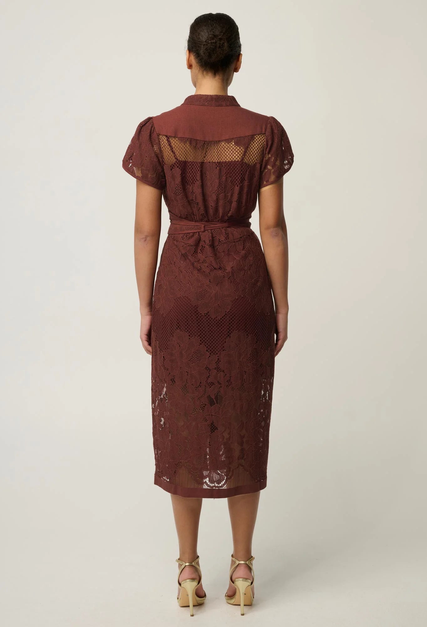 Once Was - Solene Cotton Blend Lace Dress - Rosewood