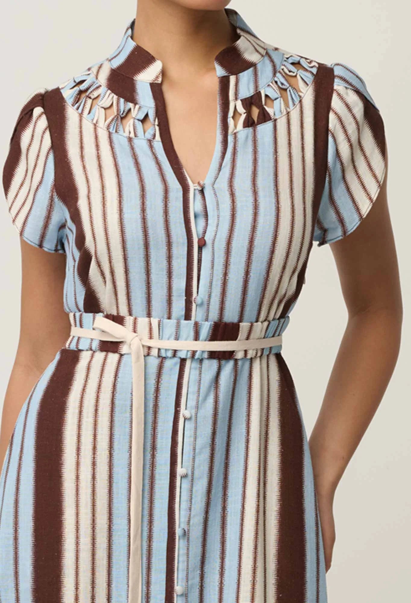 Once Was - Cattleya Linen Viscose Smock Maxi - Iridescent Stripe