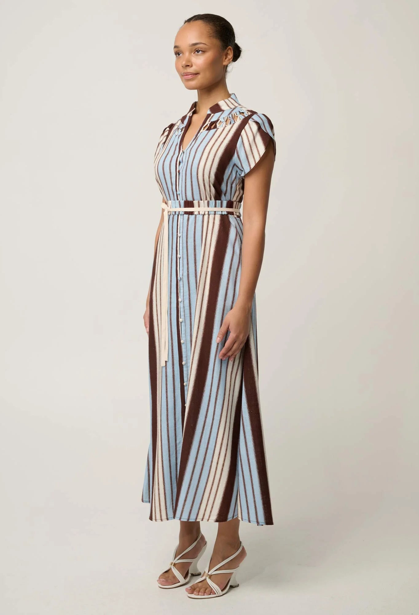 Once Was - Cattleya Linen Viscose Smock Maxi - Iridescent Stripe