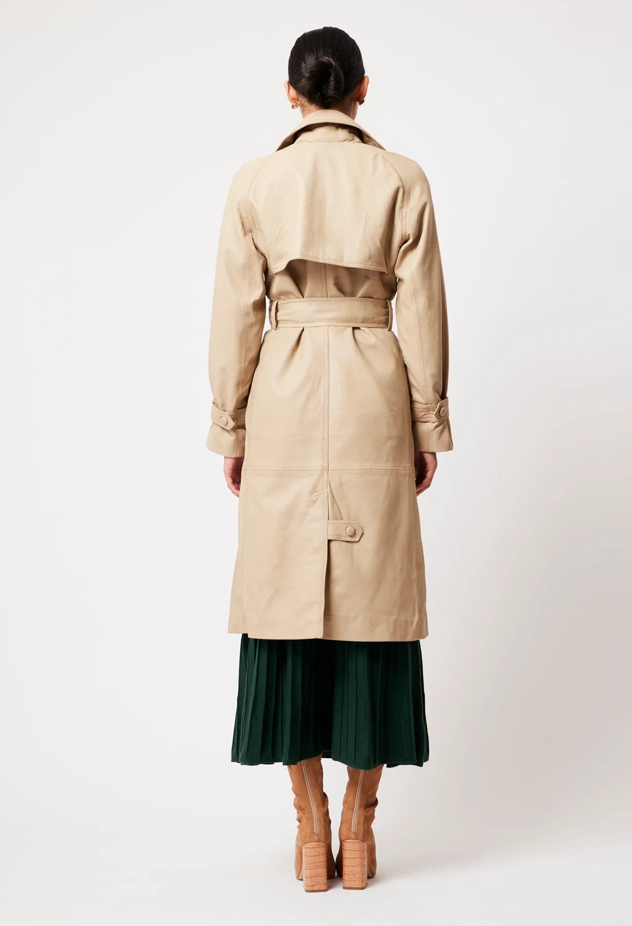 Once Was - Astra Leather Trench - Oatmeal