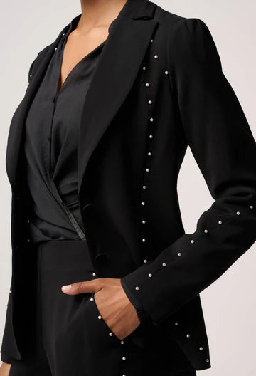 Once Was - Marcela Pearl Embellished Blazer - Black
