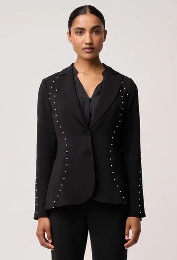 Once Was - Marcela Pearl Embellished Blazer - Black