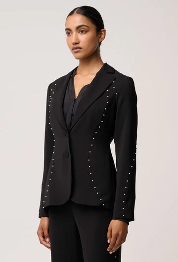 Once Was - Marcela Pearl Embellished Blazer - Black