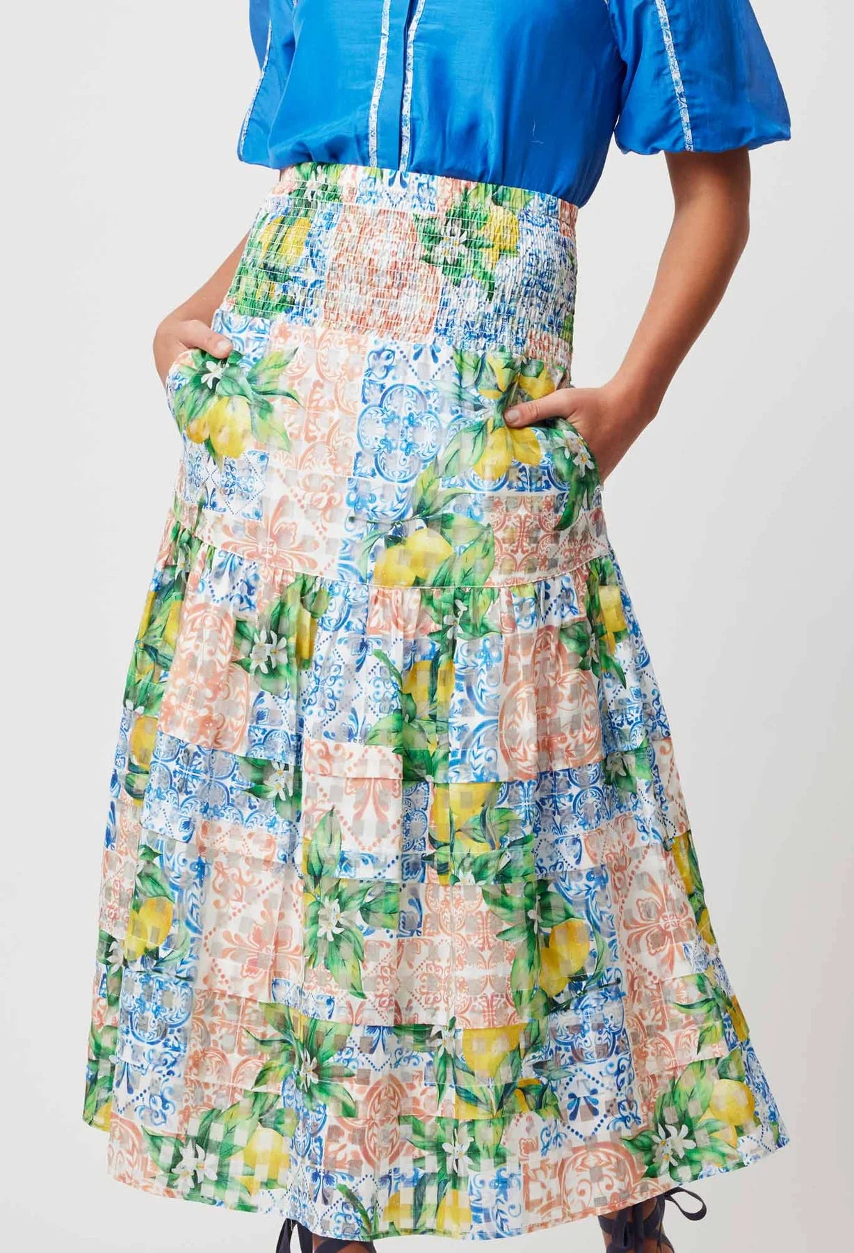 Once Was - Antigua Cotton Silk Skirt - Limonata