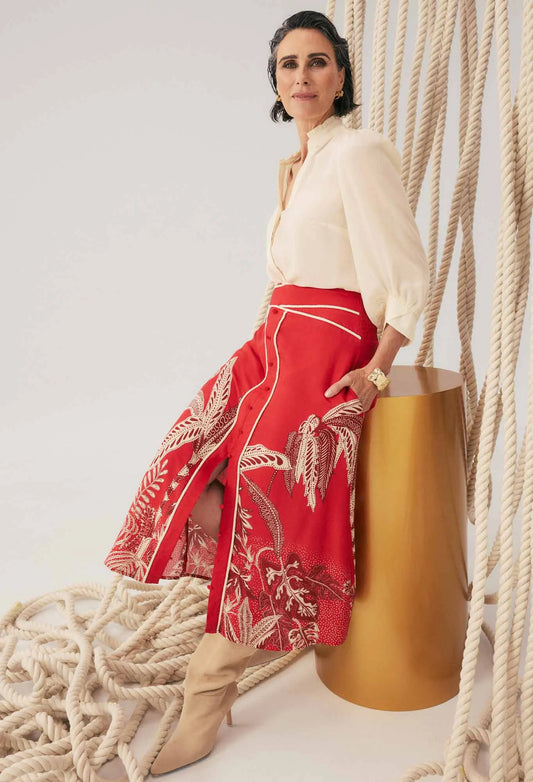 Once Was - Chloe Silk Criss Cross Cuffed Shit - Cloud