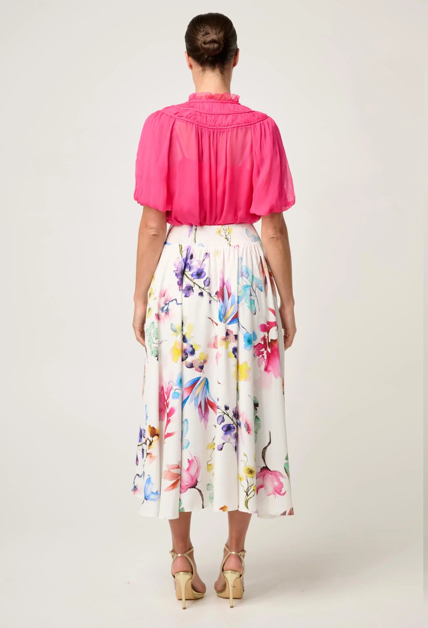 Once Was - Pandorea Viscose Dobby Yoke Skirt - Plume Blossom