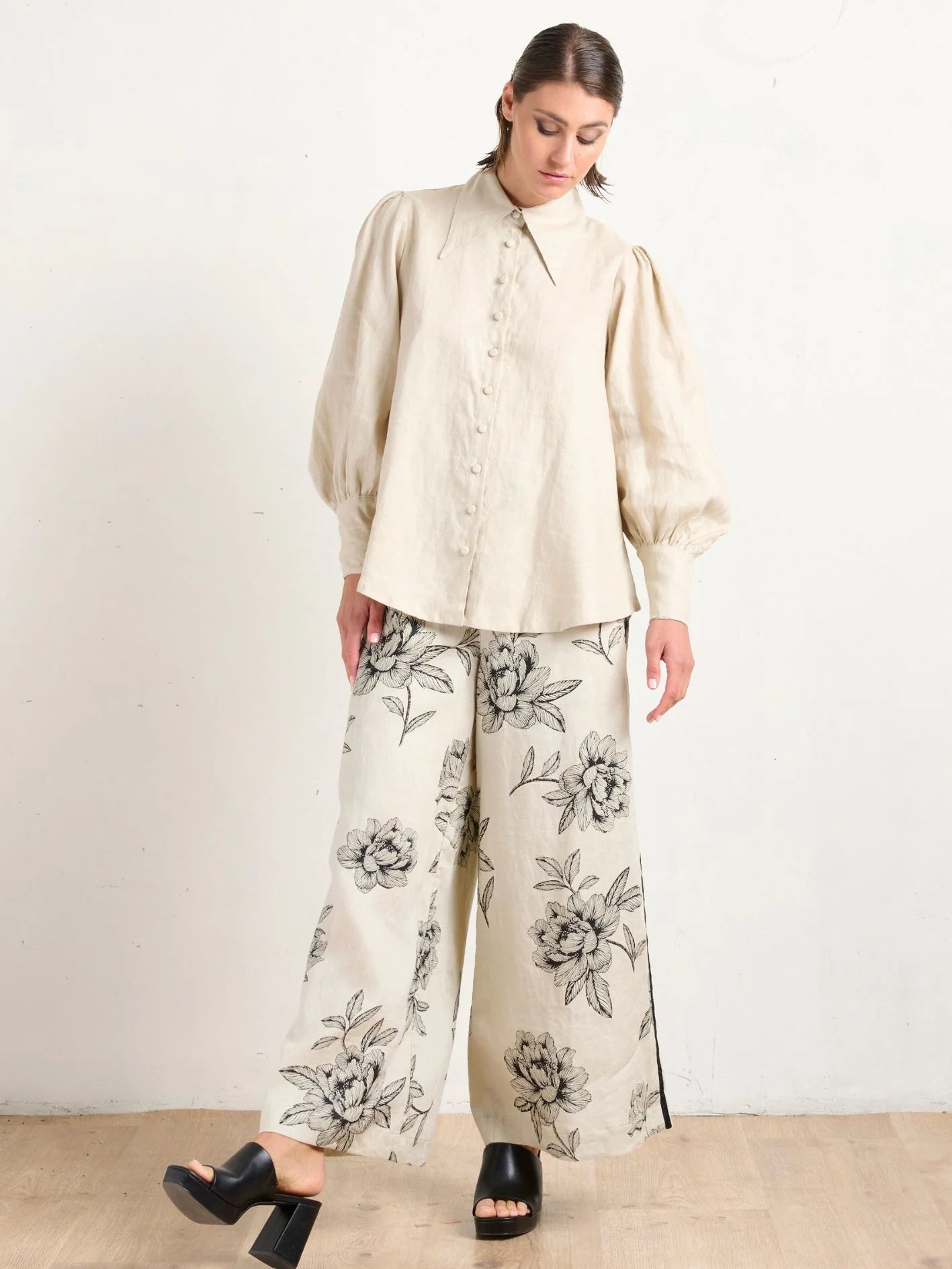 State of Embrace - Velvet Trim Pant - Onyx